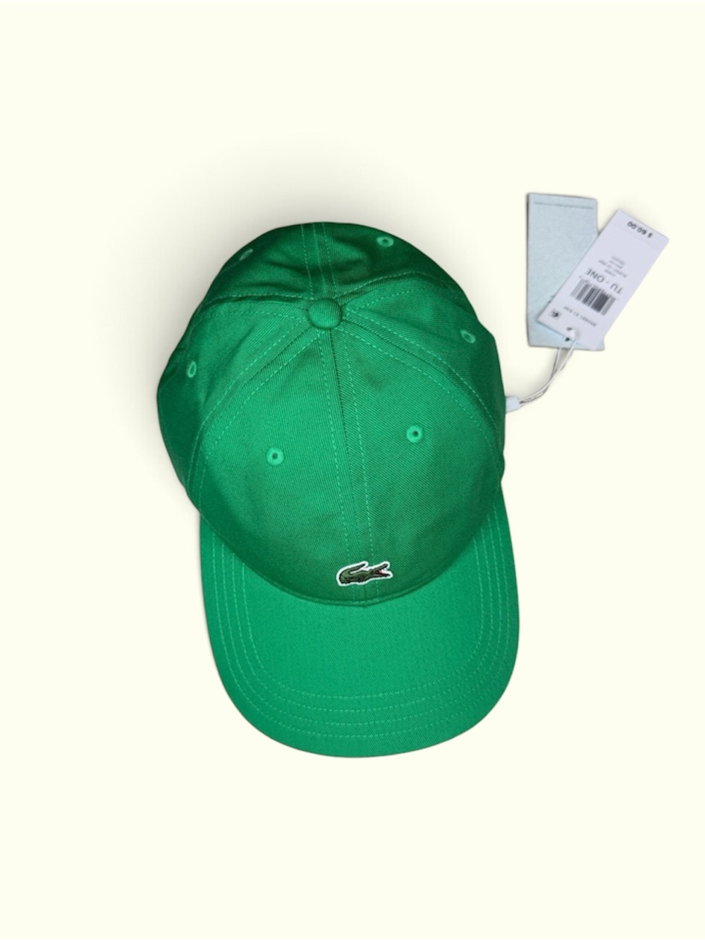 New! Lacoste Green Cotton Baseball Cap with Crocodile Logo